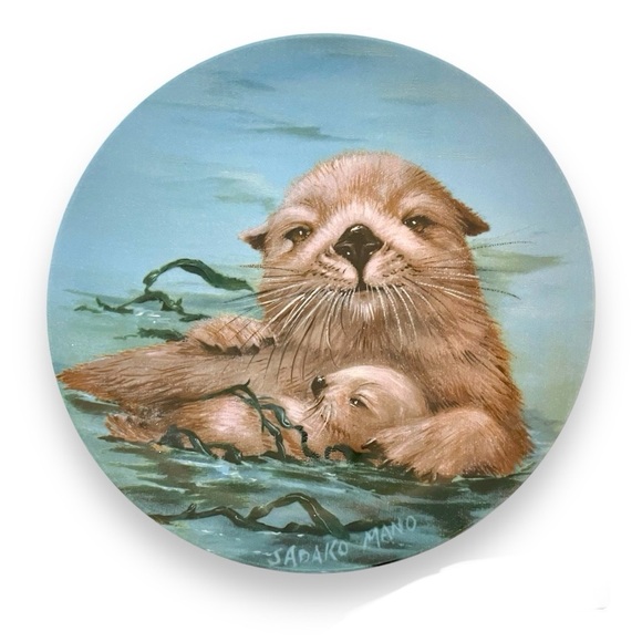 Vintage Collector Plate California Sea Otters, River Otters. Animal Wall Art - Picture 2 of 7